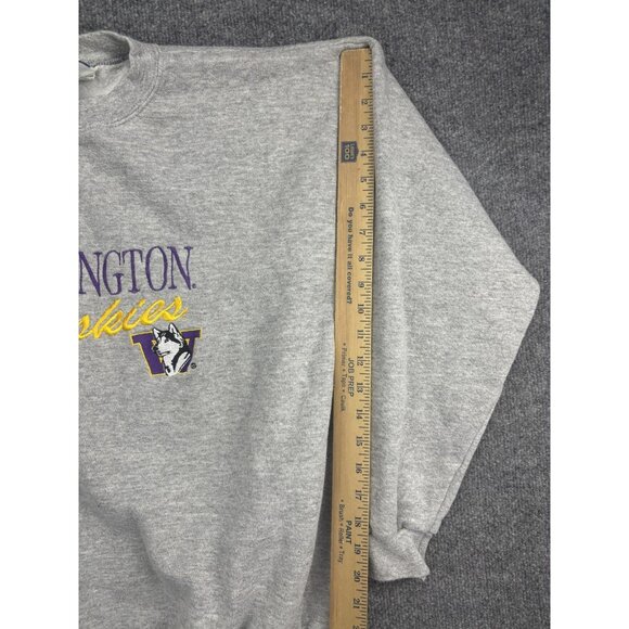 Washington Huskies Sweatshirt Mens Large Gray NCAA Crewneck Discus Athletic - Picture 6 of 8
